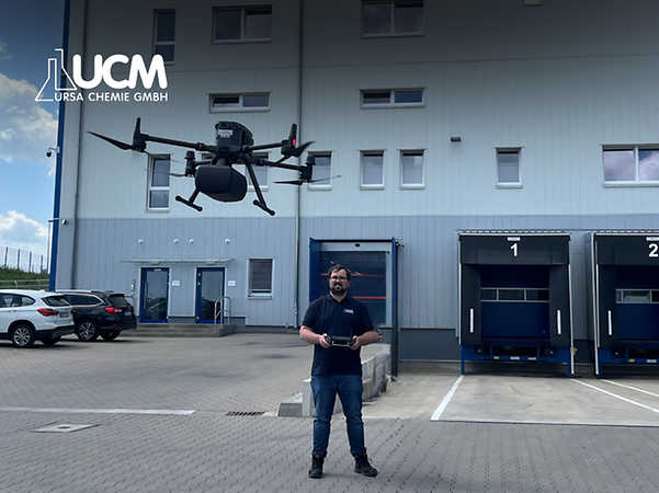 Man flies drone on Ursa Chemie site