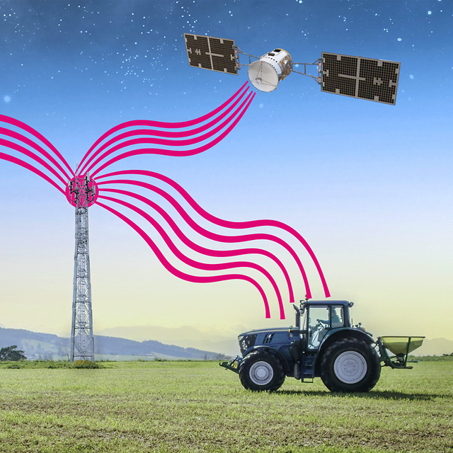 Windräder mit abstraktem Schleier, der ein Netz darstellt, in magenta Farben.