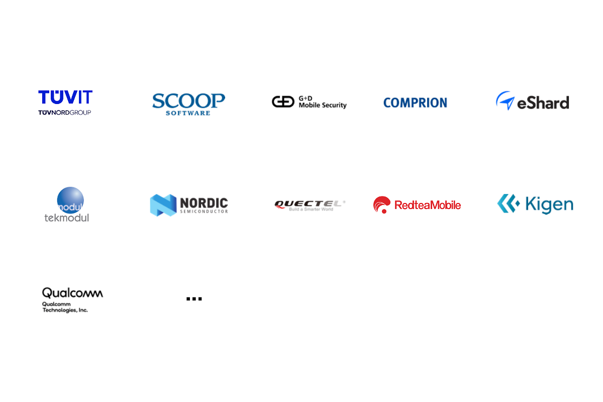 Exhibición de los logotipos de los socios tecnológicos de nuSIM.