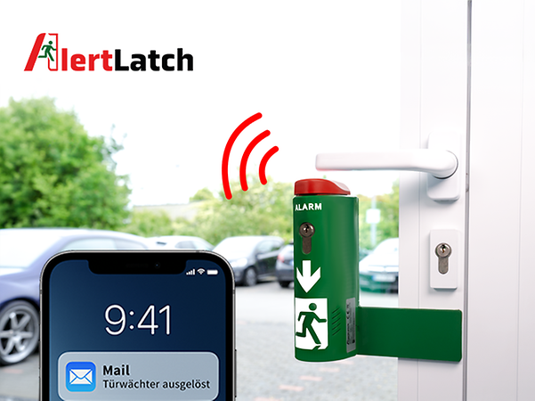 Türgriff mit Wifi Zeichen und einem Smartphone